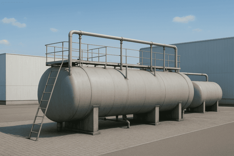 Ein Öltank auf einen Firmengelände