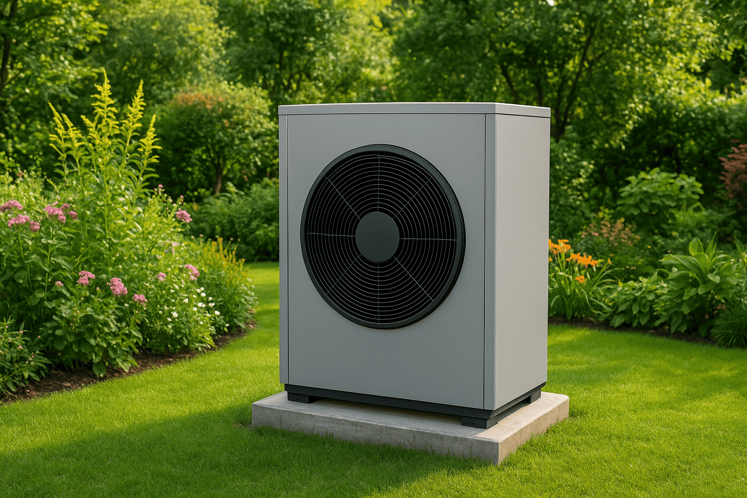 Eine wärmeppumpe in Garten