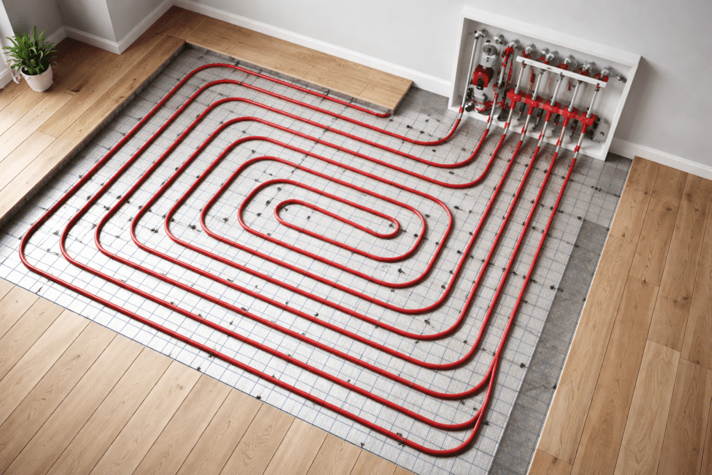 fusbodenheizung im Haus 3d bild